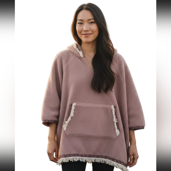 Natural Life Oversized Fleece Blanket Hoodie Sweatshirt Kangaroo Pocket Pink - Picture 1 of 10